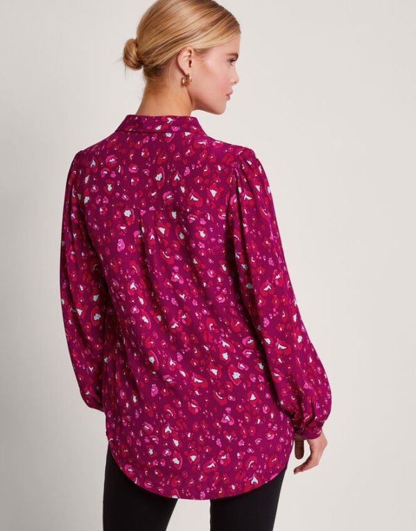 Monsoon Sara Animal Print Blouse Pink - Image 3