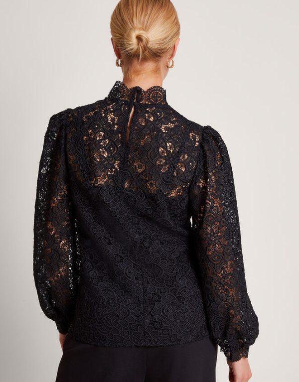 Monsoon Lilly Lace Blouse Black - Image 3