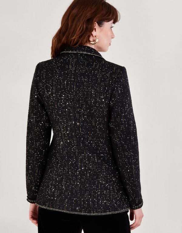 Monsoon Poppy Tweed JacketBlack - Image 3