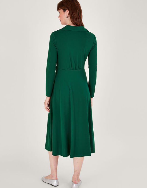 Monsoon Collared Jersey Dress Green - Image 3