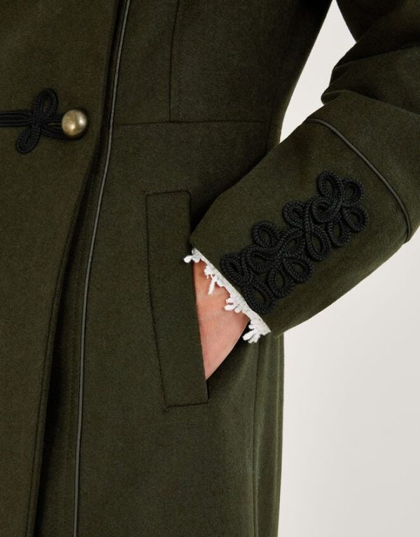 Monsoon Mya Military Coat Green - Image 3