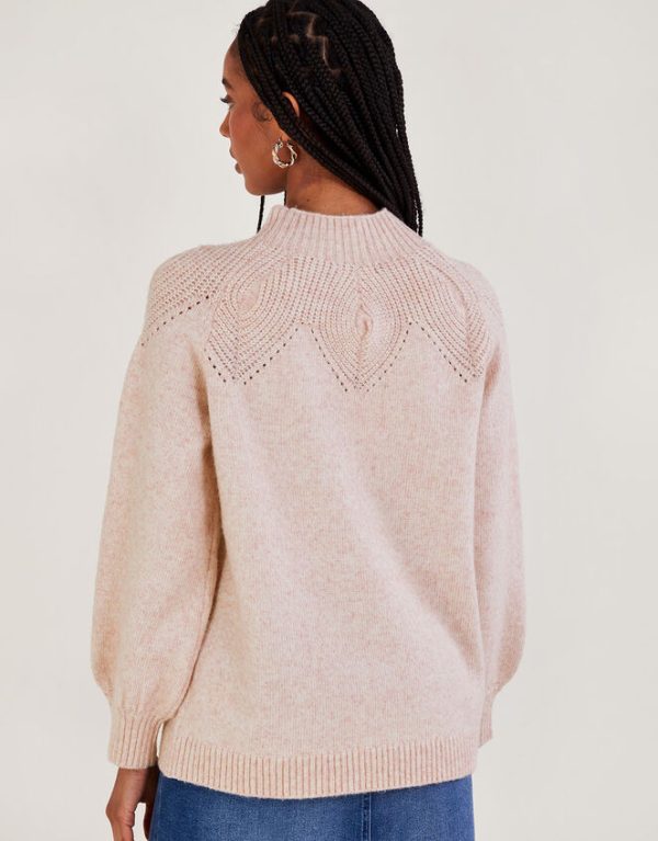 Monsoon Pattern Neck Jumper Pink - Image 3