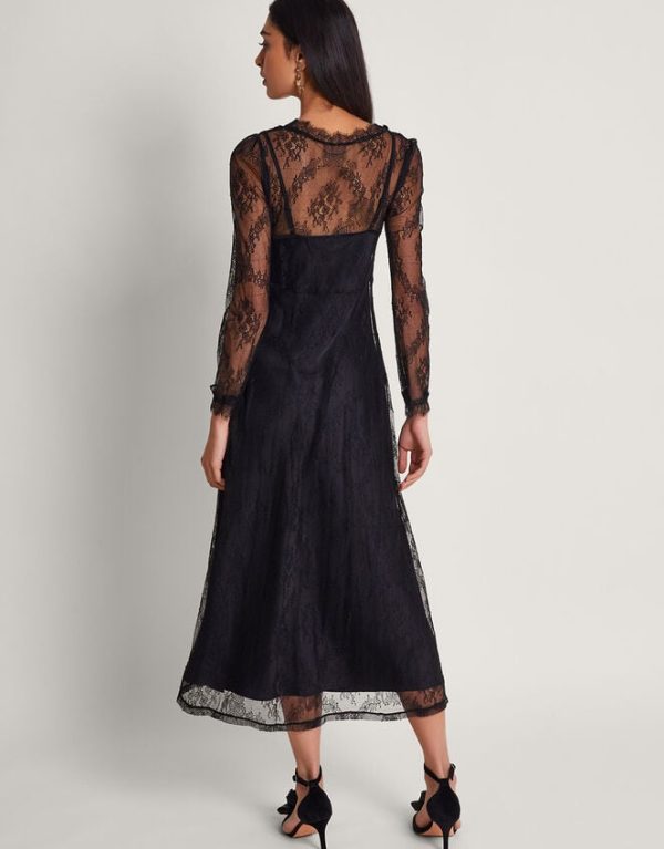 Monsoon Blakely Lace Corsage Dress Black - Image 3