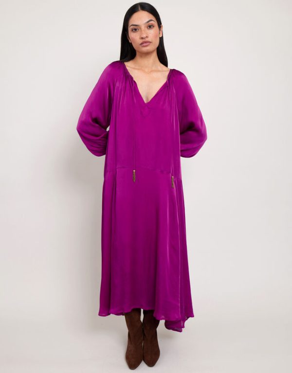 Monsoon East Embellished Satin Maxi Dress Pink - Image 4