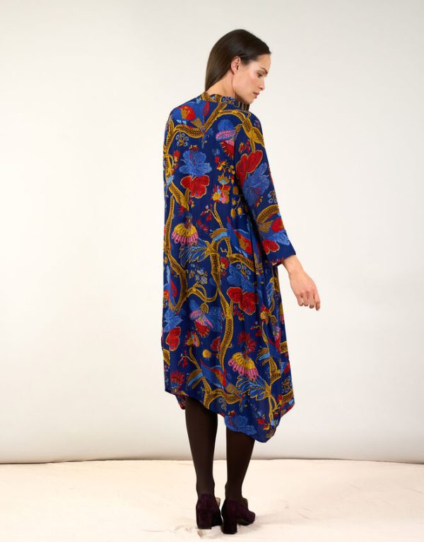 Monsoon One Hundred Stars Peacock Print Asymmetrical Dress Blue - Image 5