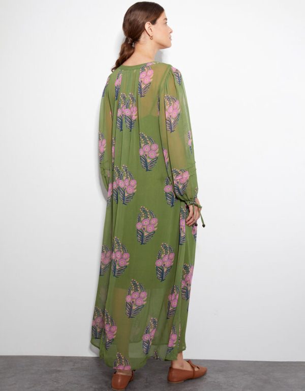 Monsoon East Floral Print Maxi Dress Green - Image 5