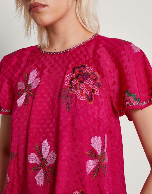 Monsoon Everly Embroidered Blouse Pink - Image 4