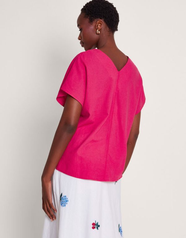 Monsoon Viola V-Neck Pintuck T-Shirt Pink - Image 4