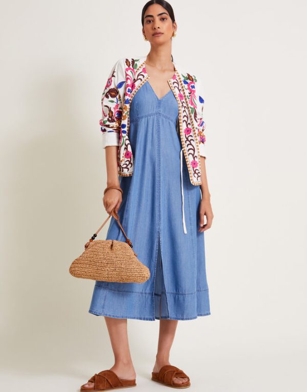 Monsoon Gaia Midi Dress Blue - Image 5