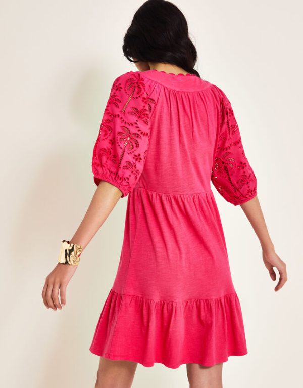 Monsoon Skye Schiffli Dress Pink - Image 4