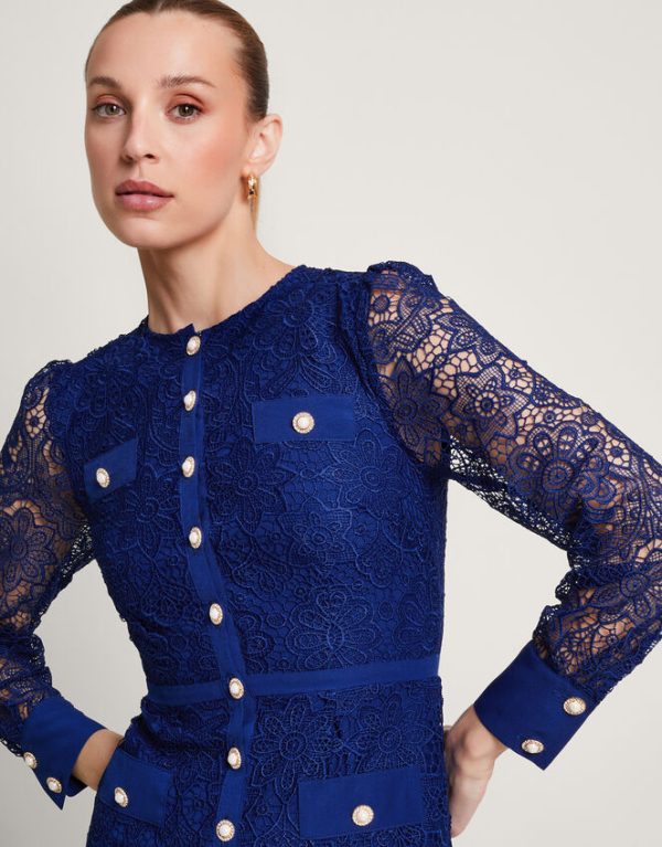 Monsoon Reyna Lace Dress Blue - Image 4