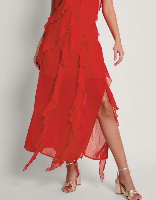 Monsoon Renata Ruffle Maxi Dress Red - Image 4