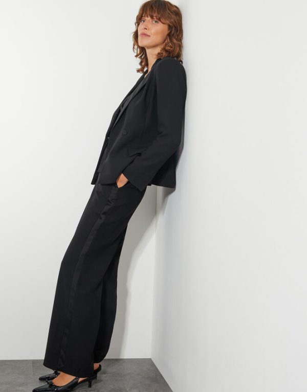 Monsoon Ava Tuxedo Wide Leg Trousers Black - Image 5