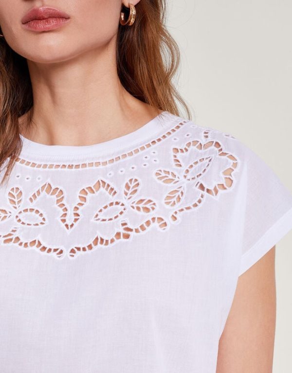 Monsoon Garcia Cutwork T-Shirt White - Image 4