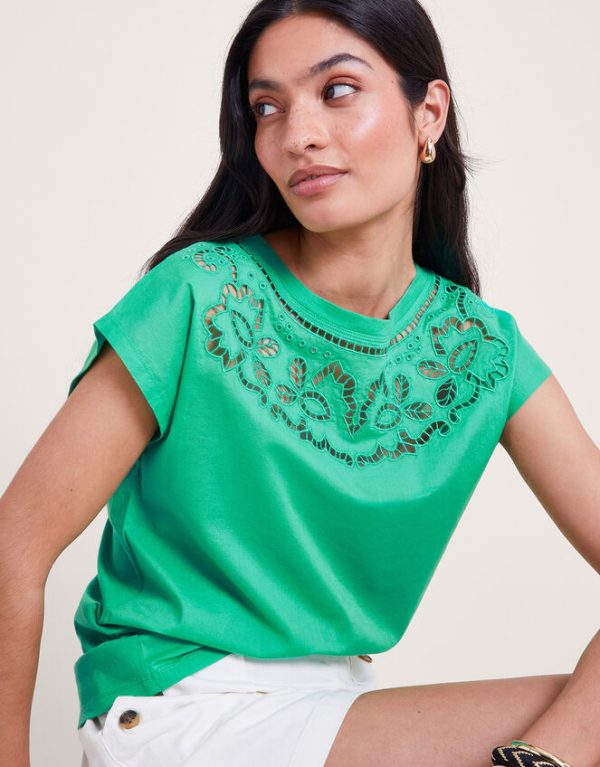 Monsoon Garcia Cutwork T-Shirt Green - Image 4