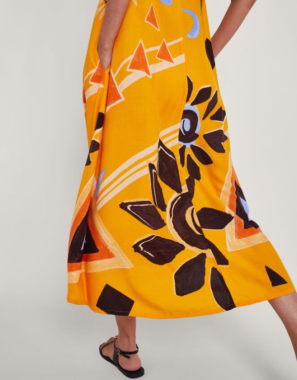 Monsoon Amanda Print Dress Orange - Image 4