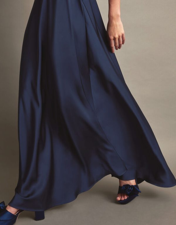 Monsoon Savannah Satin Maxi Dress Blue - Image 4