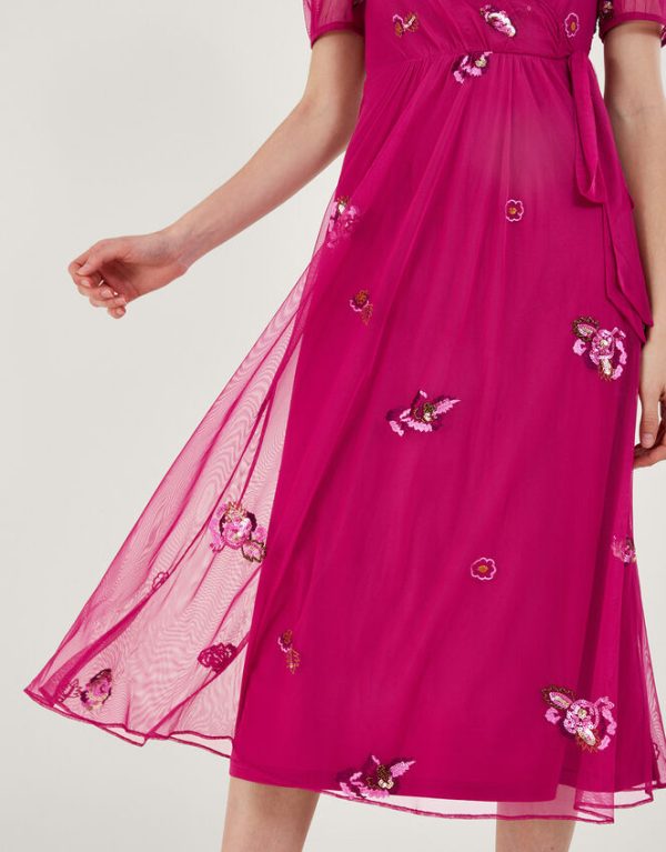 Monsoon Allie Wrap Dress Pink - Image 4