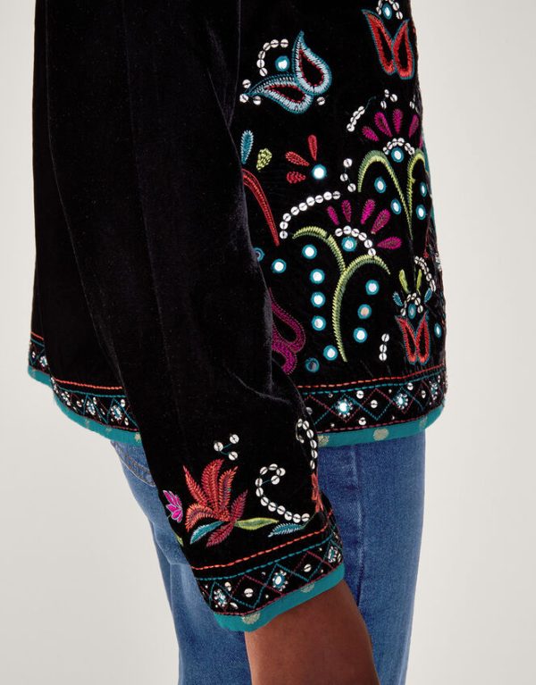 Monsoon Maeve Embroidered Jacket Black - Image 4