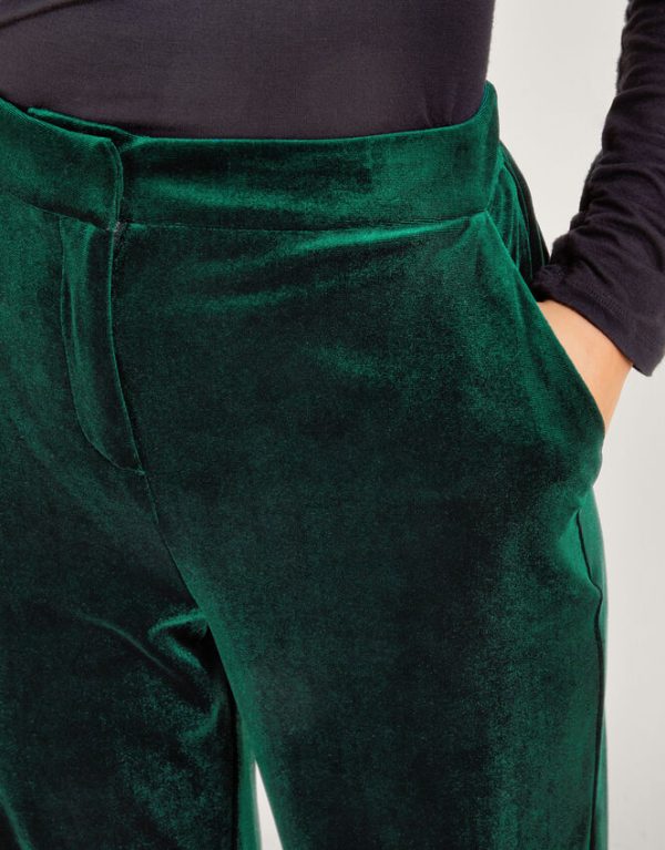 Monsoon Blake Velvet Kick Flare Trousers Green - Image 5