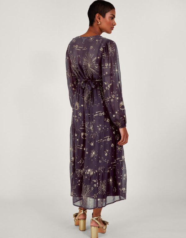 Monsoon Cassie Zodiac Midi Dress Blue - Image 4