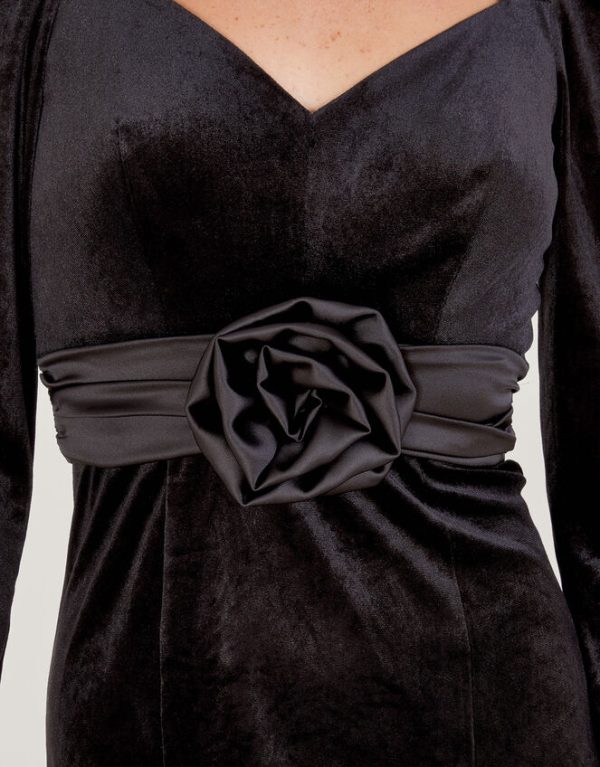 Monsoon Carla Velvet Corsage Dress Black - Image 5