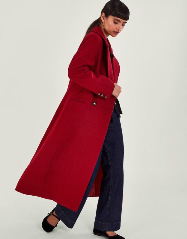 Monsoon Daria Double-Breasted Coat Red - Image 5