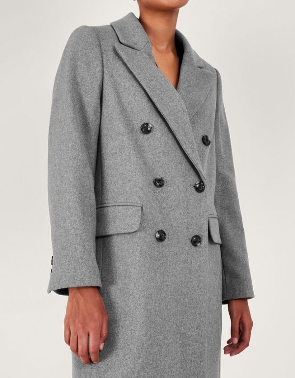 Monsoon Fay Double Breasted Coat Grey - Image 4