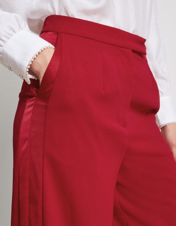 Monsoon Raya Wide Leg Trousers Red - Image 5