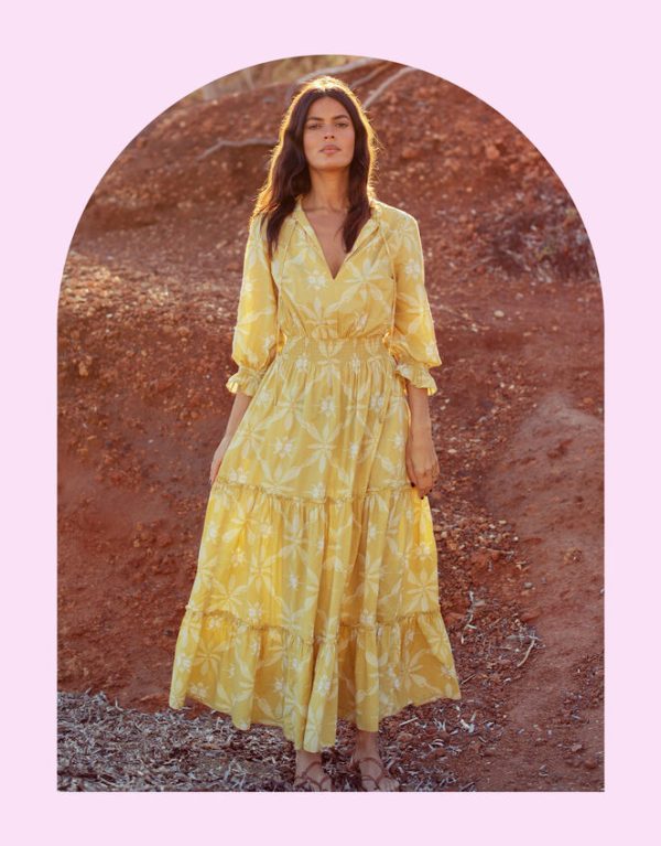 Monsoon La Galeria Elefante Print Dress Yellow