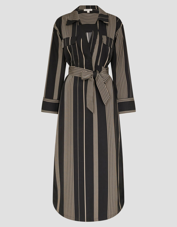 Monsoon Andi stripe midi shirt dress black - Image 6